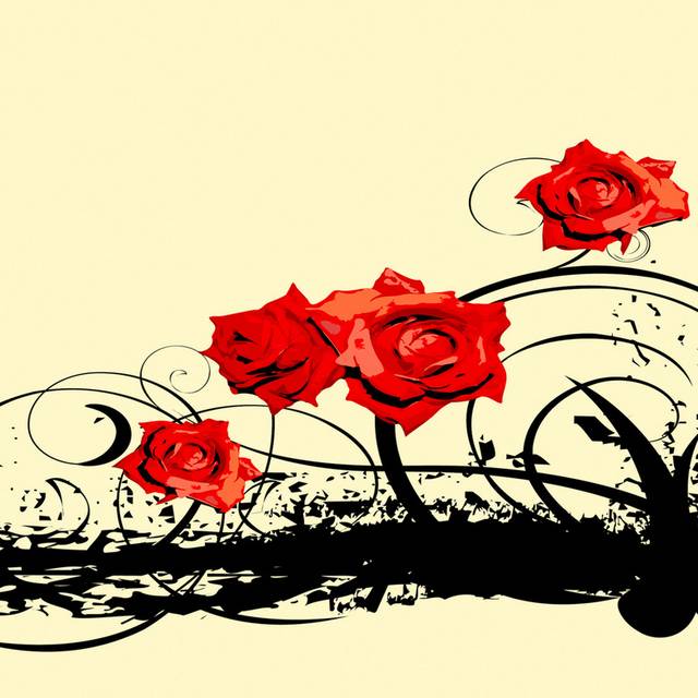 抽象手绘玫瑰装饰画