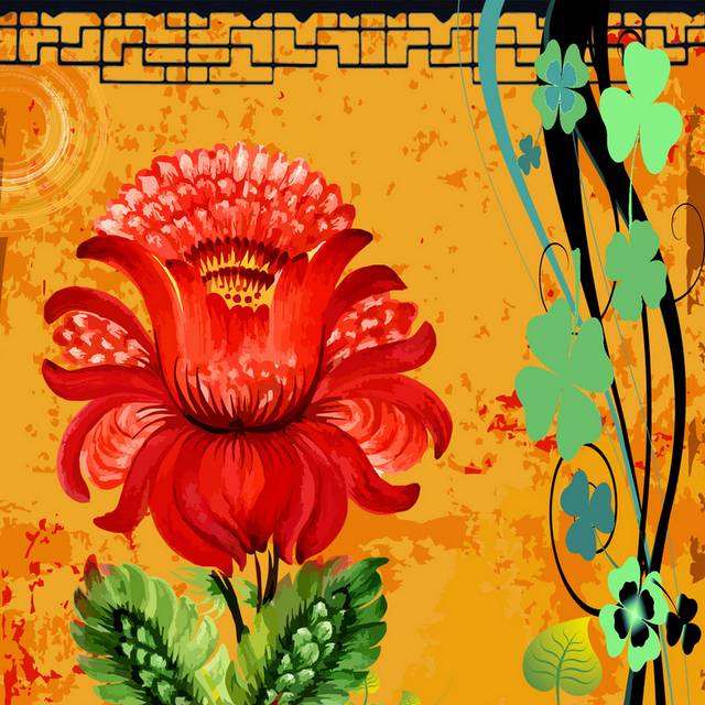 手绘抽象花朵装饰画1