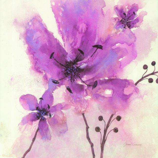 紫色水墨花装饰画2