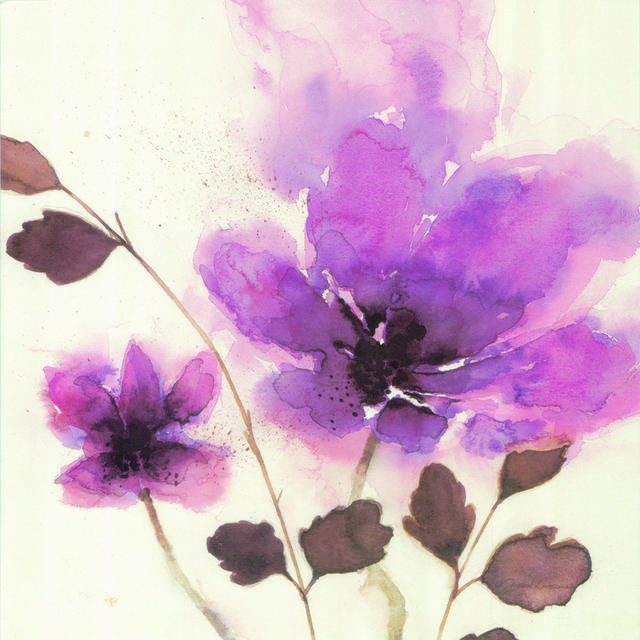 紫色水墨花装饰画