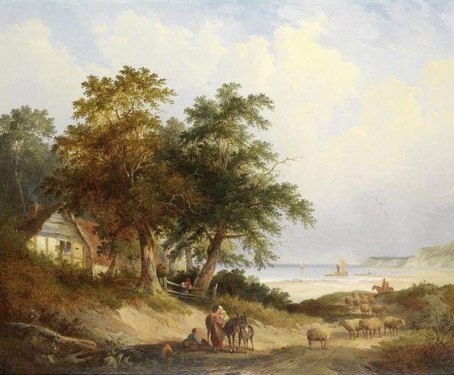 骑驴风景油画
