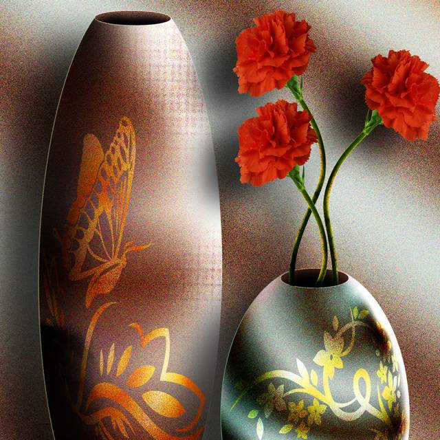 手绘花瓶装饰画2