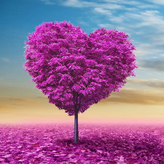 创意紫色爱心树装饰画2