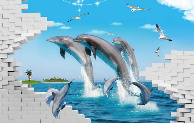 跳跃的海豚装饰背景
