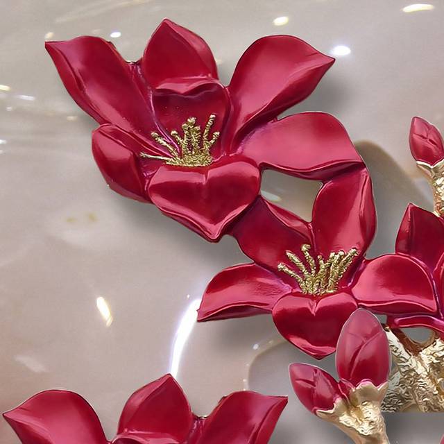 红色立体花卉背景