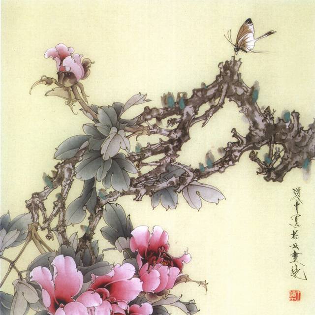 粉花玄关画