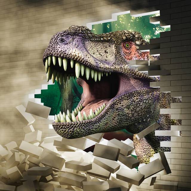3D立体墙画恐龙头墙画素材