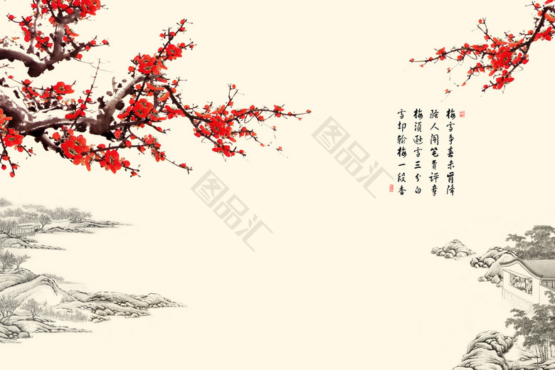 红梅背景素材 图品汇