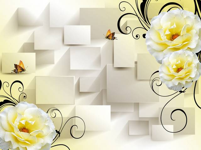 黄白花朵装饰