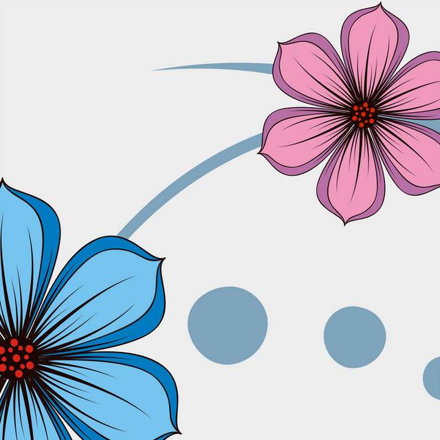 大气精美时尚蓝红花朵装饰画