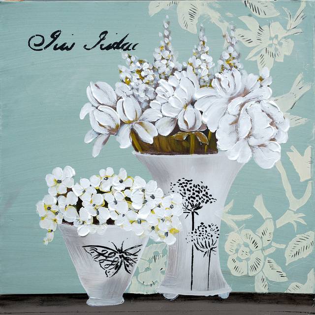 油彩白色花朵背景