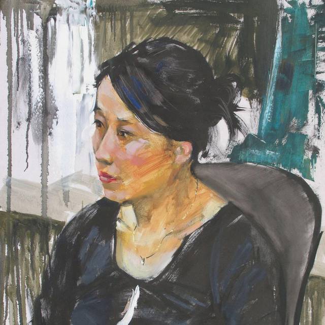 坐着的女人无框画
