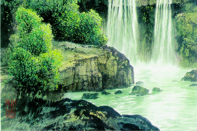 水墨山涧村庄装饰画1