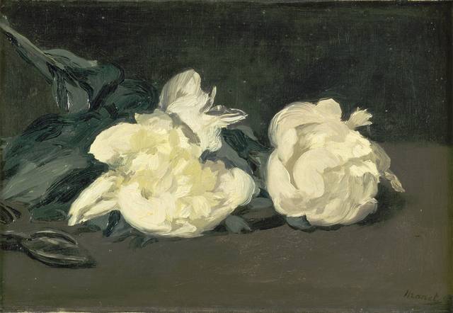 白色抽象花朵油画装饰画