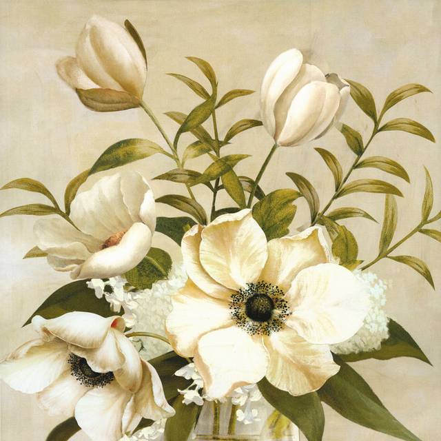 白色花朵装饰油画