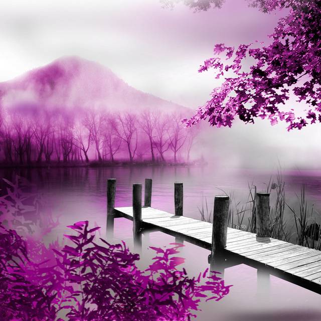 创意紫色风景装饰画
