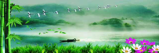 竹林湖泊装饰画3