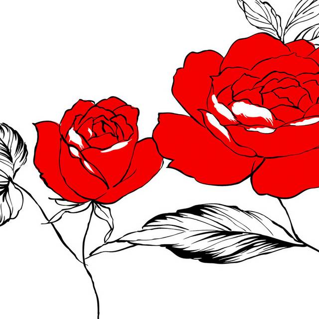 红色手绘花朵装饰画