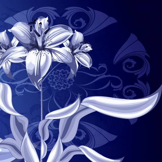 蓝紫花朵装饰画2