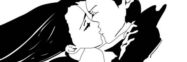 黑白亲吻情侣装饰画3