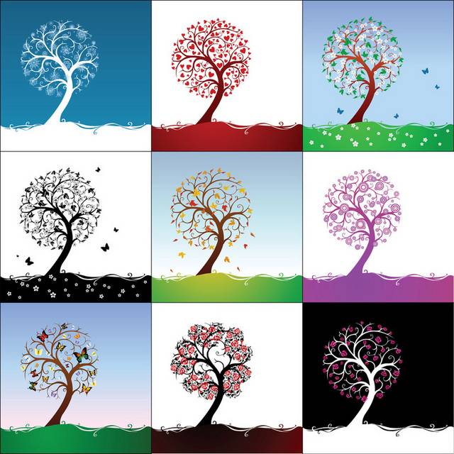 创意彩色树木装饰画3