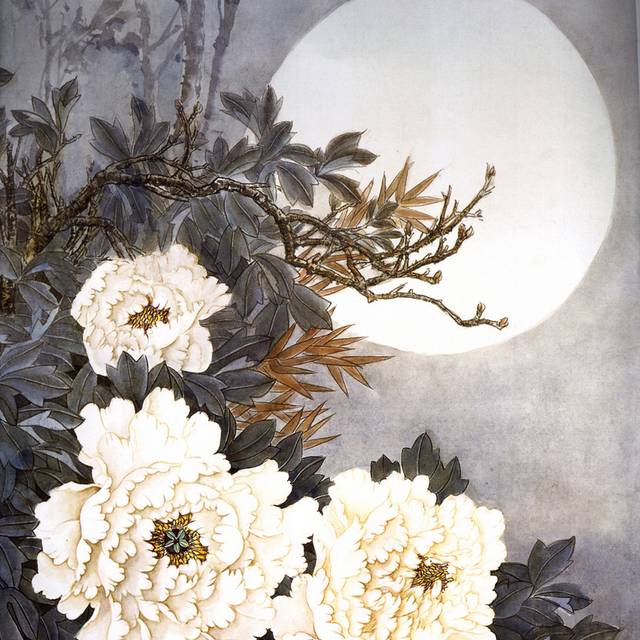 白色牡丹玄关画