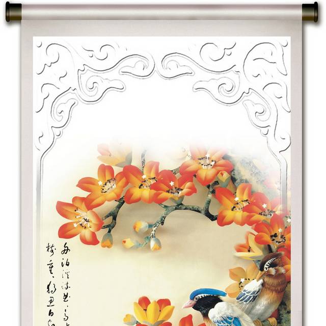 黄花枝头鸟玄关画
