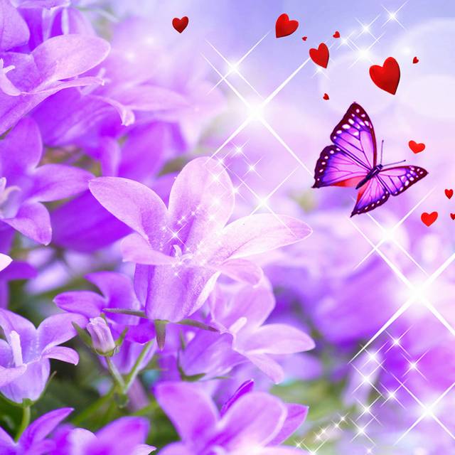紫花蝴蝶时尚装饰画
