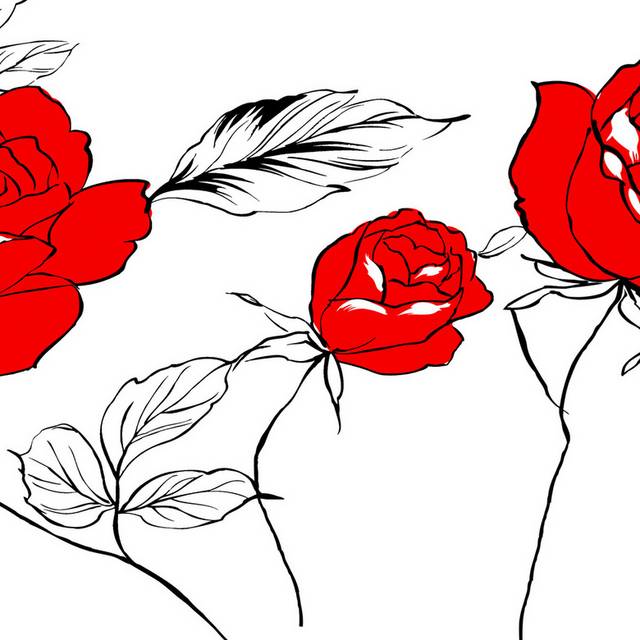 红色手绘花朵装饰画1
