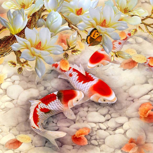 金鱼精美白花装饰画