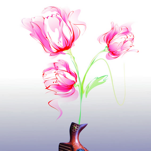 古典瓷瓶手绘花卉装饰画2