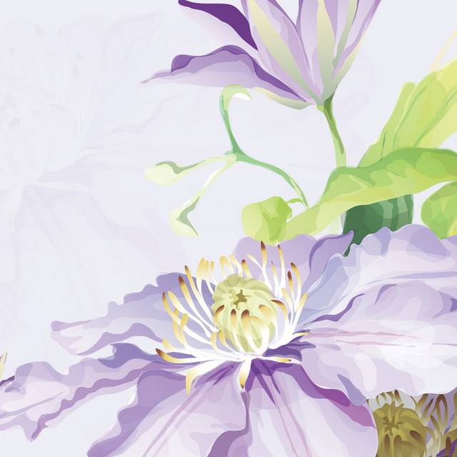 手绘紫色花卉装饰画2