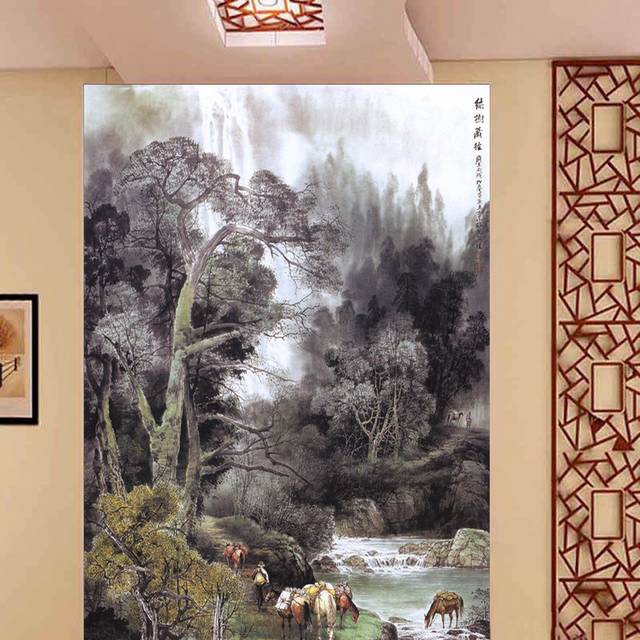 水墨山林玄关画