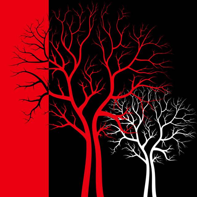 红白树木装饰画素材