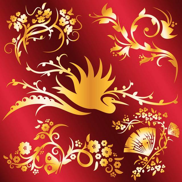 中国风金红装饰画4