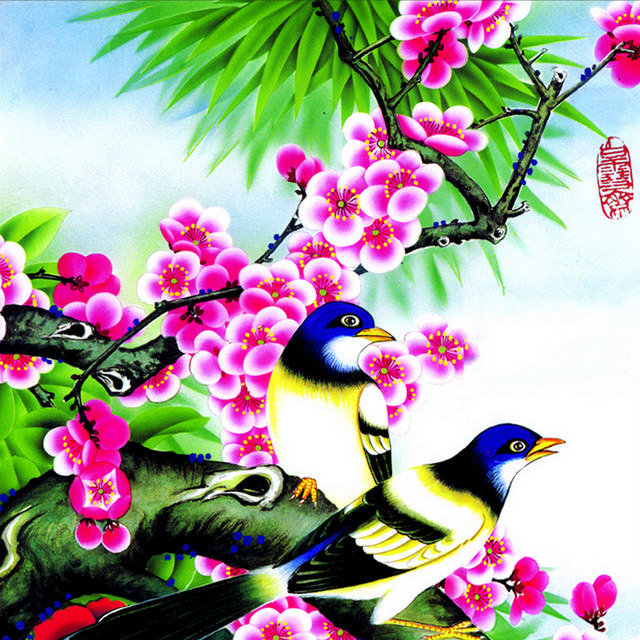 梅花和小鸟装饰画