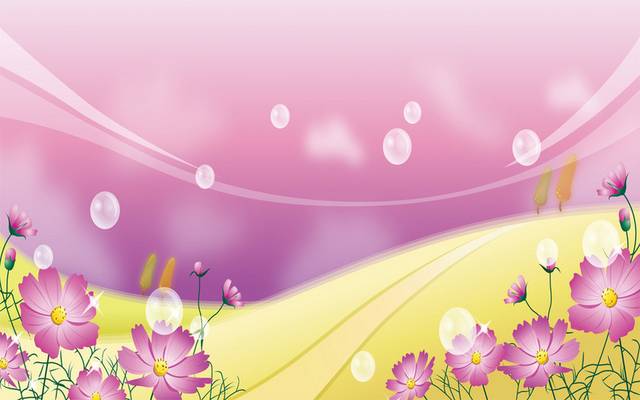 紫色时尚美丽卡通花朵装饰画
