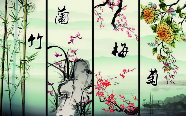 梅蘭竹菊 水墨画梅兰竹菊装饰画_图品汇