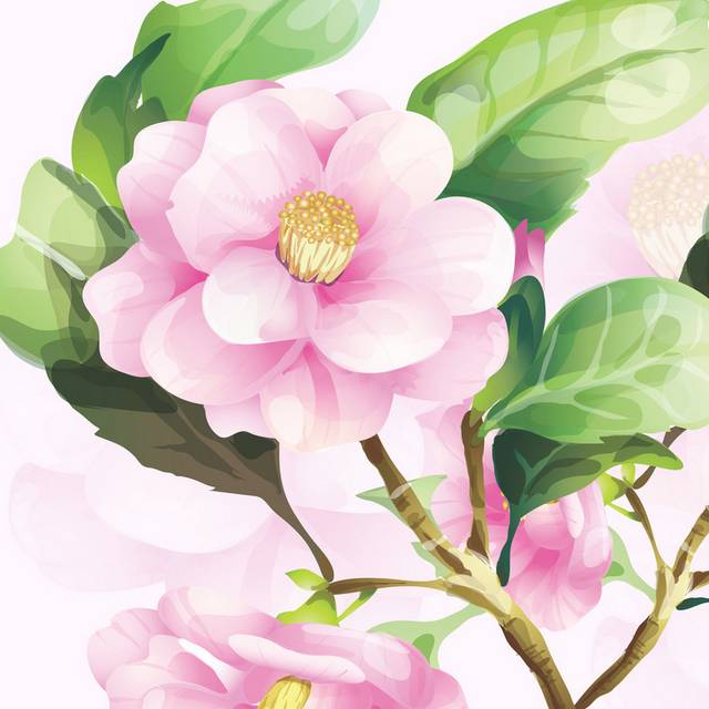 淡雅粉花装饰画