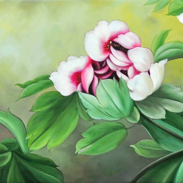 白粉色花朵装饰画1