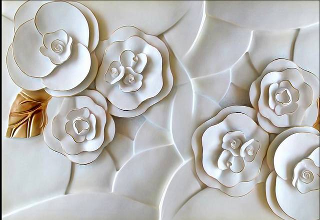 白色雕刻花朵装饰画