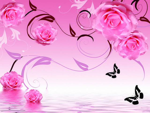 粉色美丽鲜花装饰画