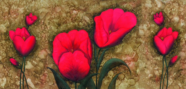 红色花丛装饰画