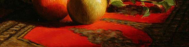 苹果与瓷罐装饰油画