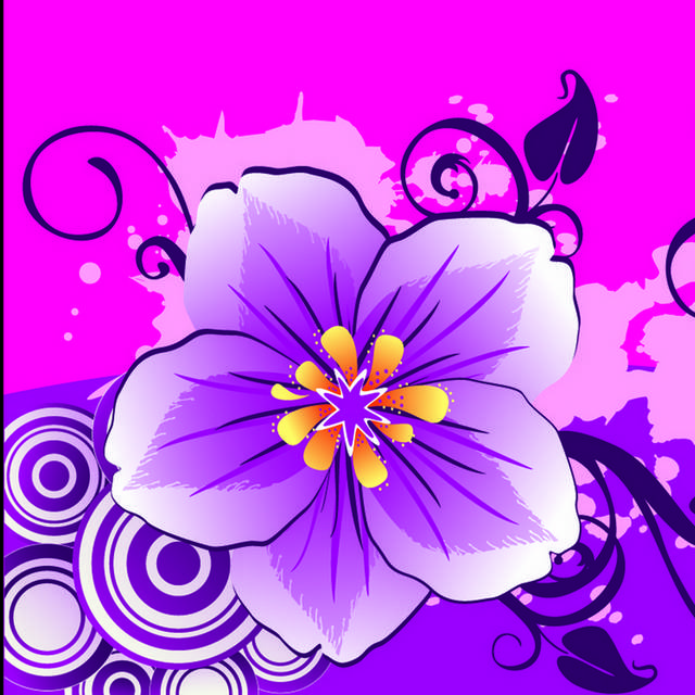 紫红背景花朵装饰画