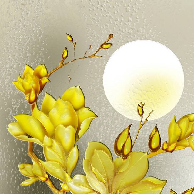 金黄色花朵玄关画