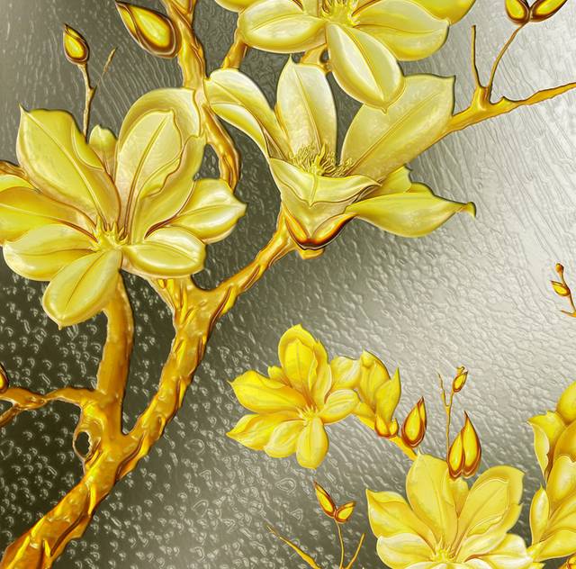 金黄色花朵玄关画