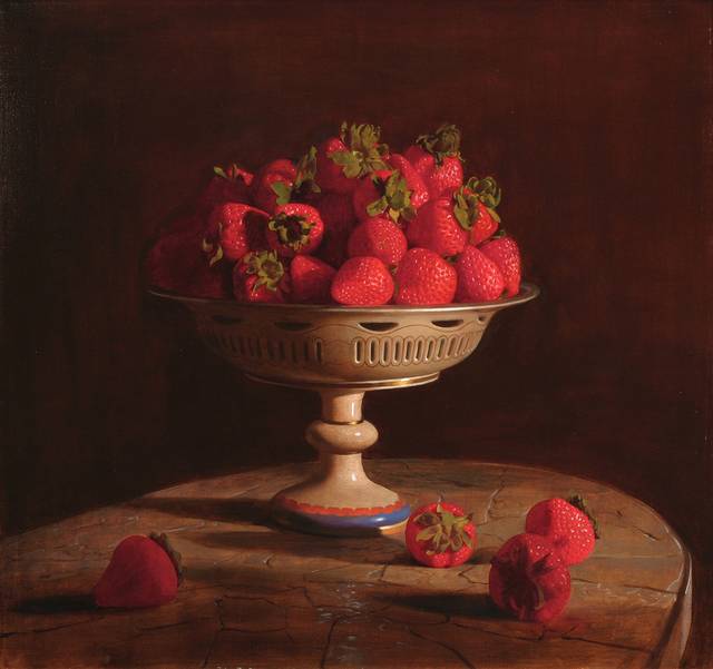 红草莓油画装饰画