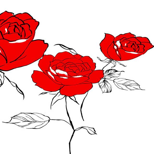 红色手绘花朵装饰画2