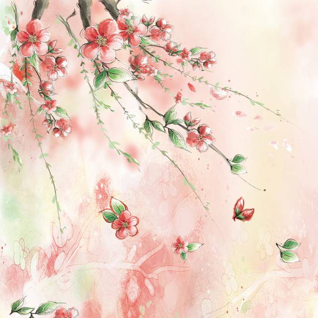 粉色大气时尚花朵绿叶装饰画